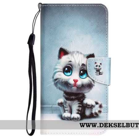 Folio Deksel Til Samsung Galaxy S24 Ultra 5g Blue Eyed Cat Med Stropp