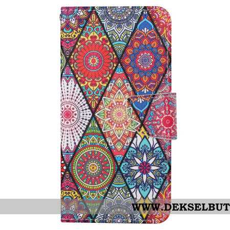 Folio Deksel Til Samsung Galaxy S24 Ultra 5g Patchwork Med Stropp