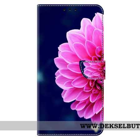 Folio Deksel Til Xiaomi 14 Pro Rosa Blomst På Blå Bakgrunn