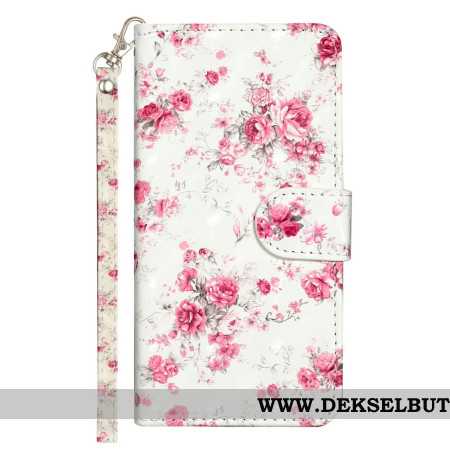 Folio Deksel Xiaomi 14t Rosa Blomster Med Stropp