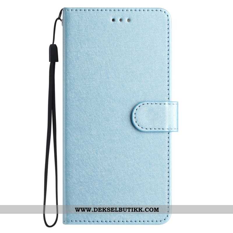 Folio Deksel Xiaomi 14t Strappy Silk Texture Beskyttelse Deksel