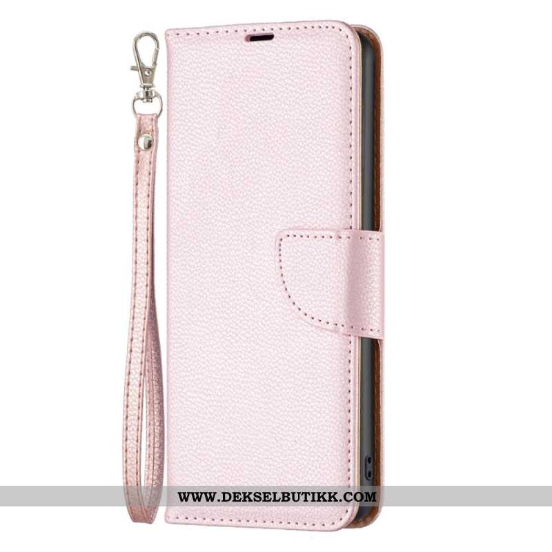 Folio Deksel Xiaomi Redmi Note 13 4g Litchi Leather Style Med Stropp