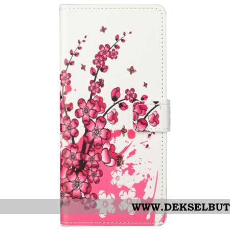 Folio Deksel Xiaomi Redmi Note 13 Pro 5g Plommeblomster Beskyttelse Deksel