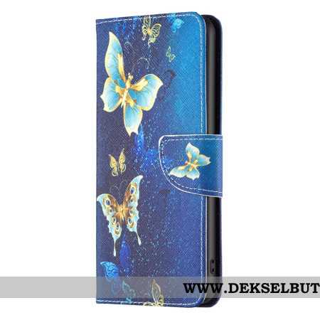 Folio Deksel Xiaomi Redmi Note 13 Pro Plus 5g Gylne Sommerfugler