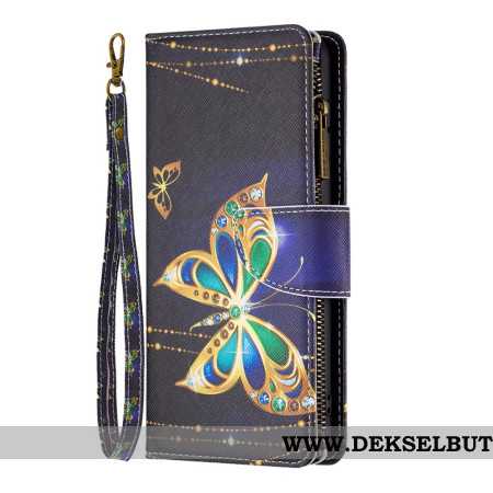 Folio Deksel Xiaomi Redmi Note 13 Pro Plus 5g Rhinestone Butterflies Wallet