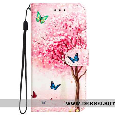 Folio Deksel iPhone 16 Cherry Blossom Tree Med Stropp