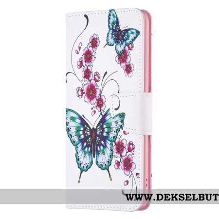 Folio Deksel iPhone 16 Plus Blomster Og Sommerfugler