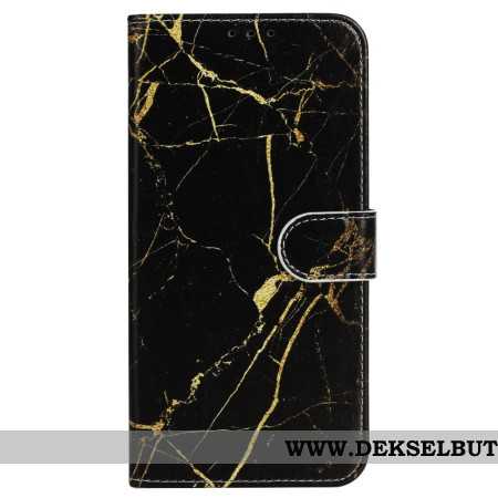 Folio Deksel iPhone 16 Plus Svart Gylden Marmor