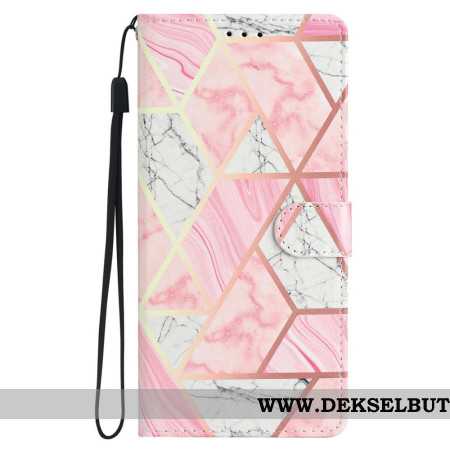 Folio Deksel iPhone 16 Pro Max Rosa Marmor Med Stropp