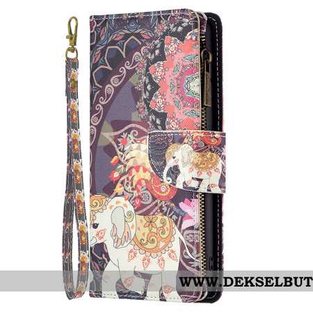 Folio Deksel iPhone 16 Pro Tribal Elephant Wallet Beskyttelse Deksel