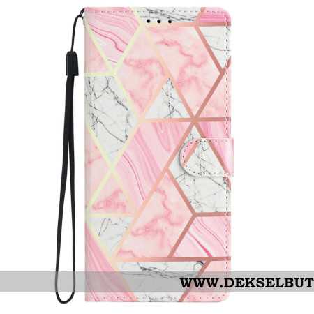 Folio Deksel iPhone 16 Rosa Marmor Med Stropp