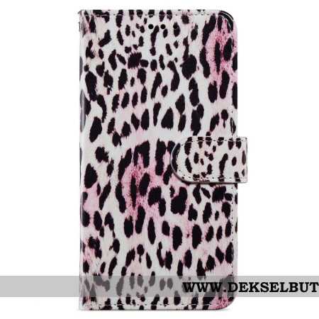 Lærdeksel Folio Deksel Oppo A98 5g Leopardmønster Med Stropp