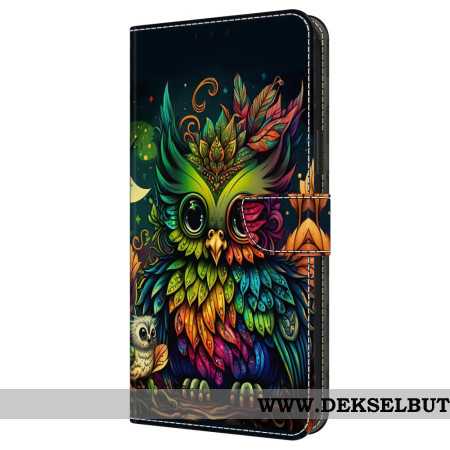 Lærdeksel Folio Deksel Samsung Galaxy A16 5g Mobildeksel Fargerik Ugle