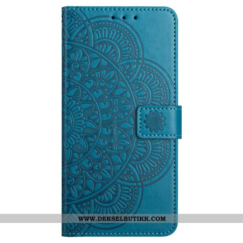 Lærdeksel Folio Deksel Samsung Galaxy A16 5g Mobildeksel Mandala Design Med Snor