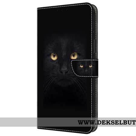 Lærdeksel Folio Deksel Samsung Galaxy A55 5g Mobildeksel Svart Katt