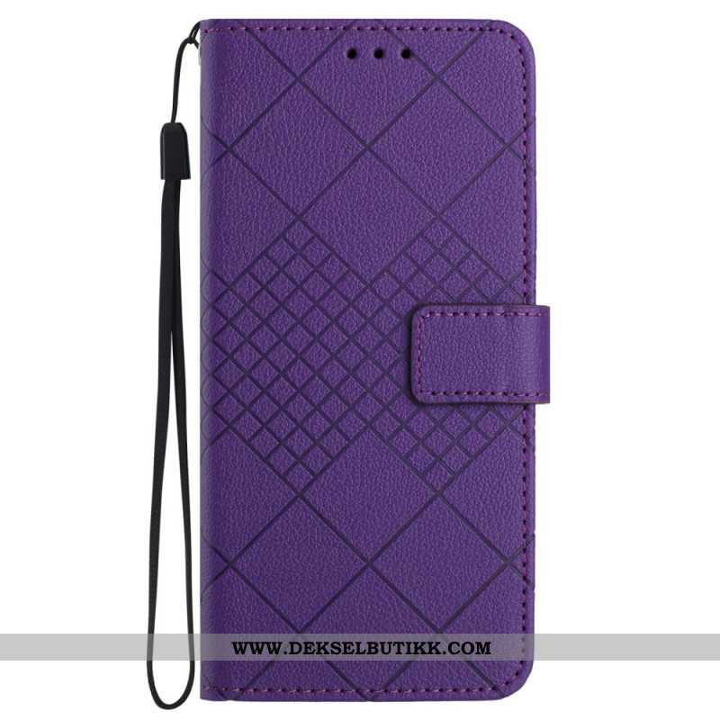 Lærdeksel Folio Deksel Samsung Galaxy S24 Plus 5g Mobildeksel Strappy Diamonds