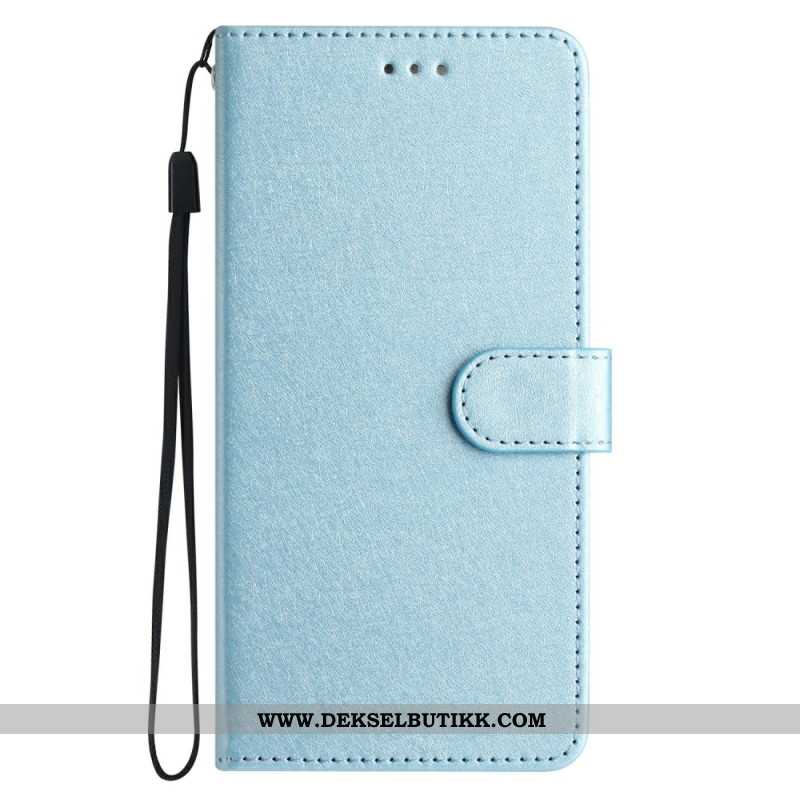 Lærdeksel Folio Deksel Xiaomi 14t Pro Mobildeksel Strappy Silk Texture