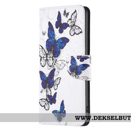 Lærdeksel Folio Deksel iPhone 16 Plus Mobildeksel Butterflies Print Wallet