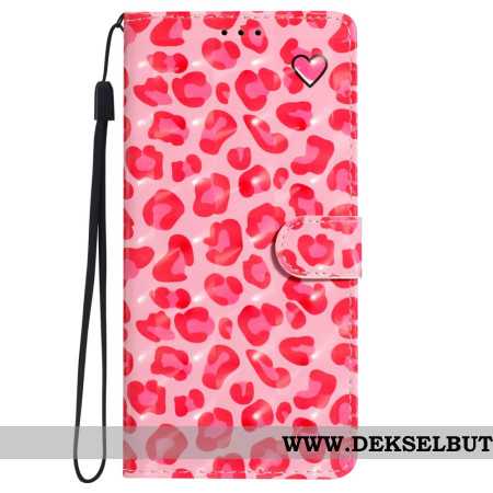 Lærdeksel Folio Deksel iPhone 16 Pro Mobildeksel Rosa Leopardstropp